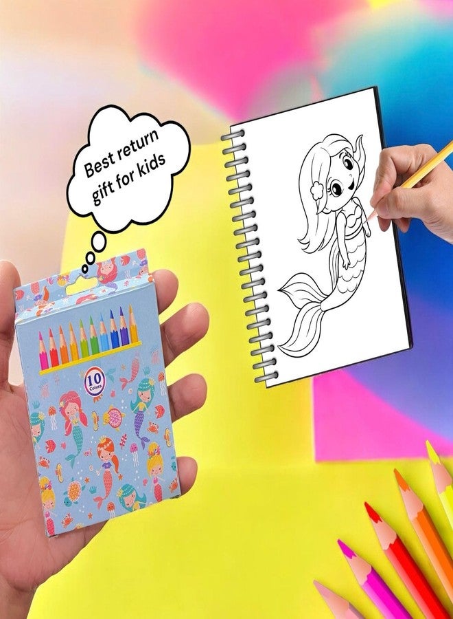 Le Delite 10 pencil colors crayons (pack of 10) | mermaid under sea theme return gifts for kids birthday party | colors set Stationery - Image 4